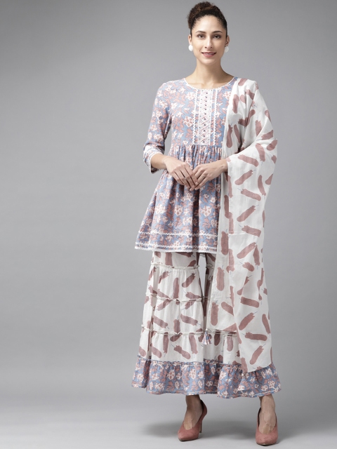 Amirah s Women Grey Floral Printed Regular Thread Work Pure Cotton Kurti with Sharara & With Dupatta
Amirah s Women Grey Floral Printed Regular Thread Work Pure Cotton Kurti with Sharara & With Dupatta