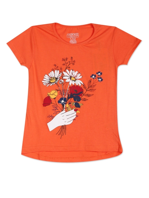 Cherokee Girls Orange Printed T-shirt