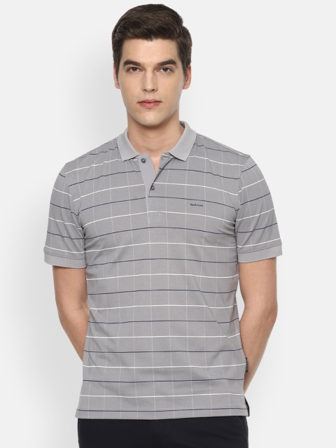 Van Heusen Men Grey Checked Polo Collar T-shirt