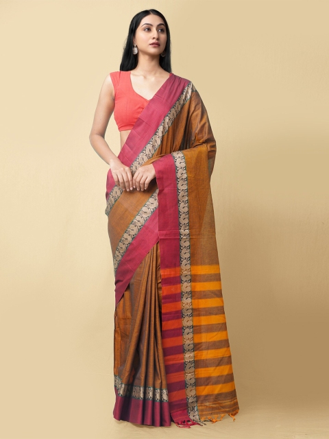 Unnati Silks Orange & Pink Woven Design Zari Pure Cotton Narayan Peth Handloom Saree
Unnati Silks Orange & Pink Woven Design Zari Pure Cotton Narayan Peth Handloom Saree