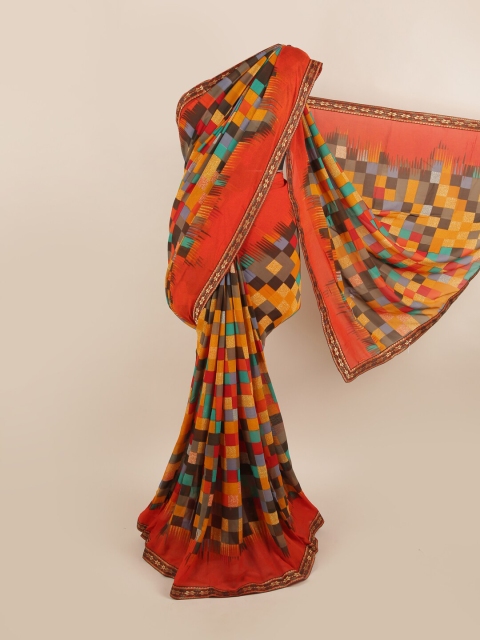 Pothys Red & Yellow Printed Saree