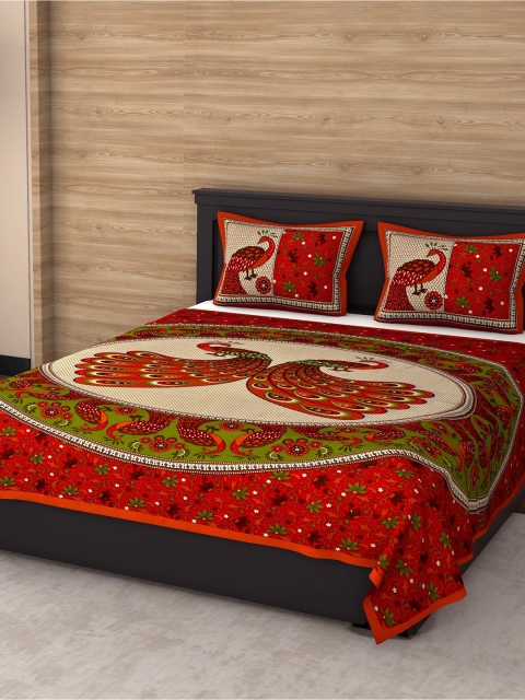 Varde Red & Green Ethnic Motifs 104 TC Pure Cotton Queen Bedsheet with 2 Pillow Covers
Varde Red & Green Ethnic Motifs 104 TC Pure Cotton Queen Bedsheet with 2 Pillow Covers