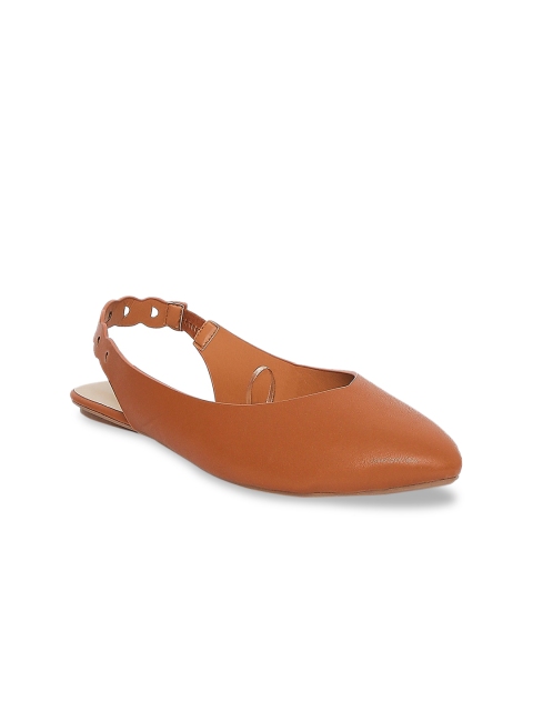 Forever Glam by Pantaloons Women Tan Mules with Laser Cuts Flats