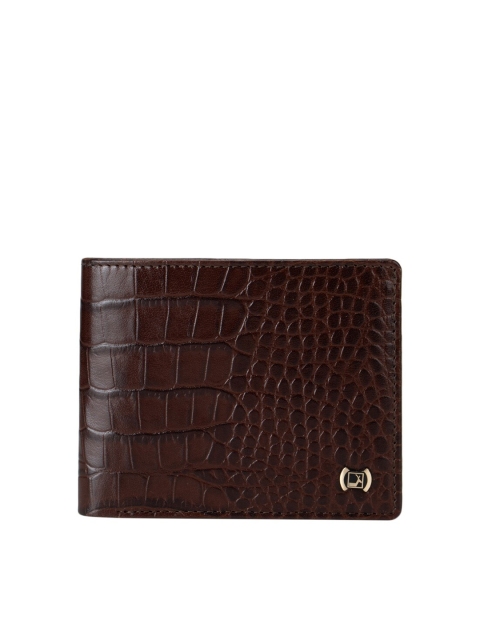 Da Milano Men Brown Textured Leather Two Fold Wallet