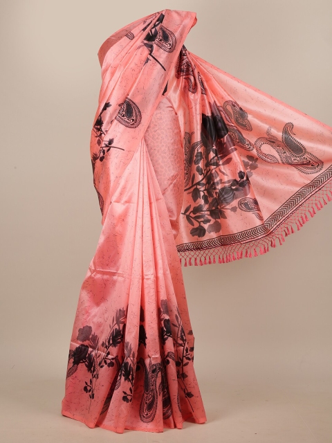 Pothys Pink & Black Paisley Saree