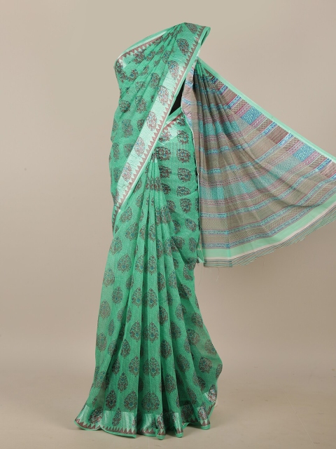 Pothys Green & Grey Floral Saree