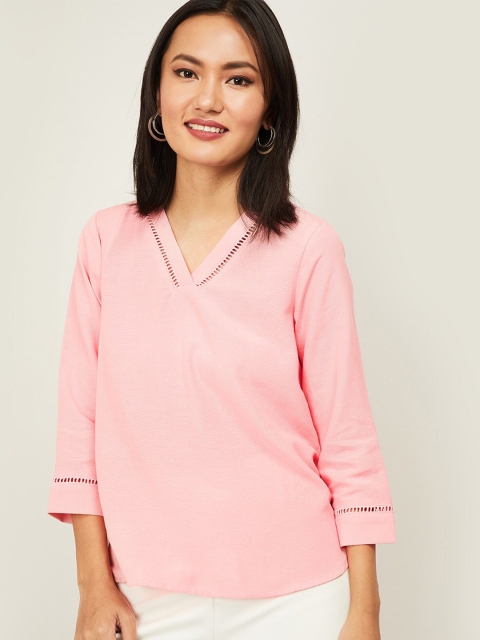 Bossini Women Pink Solid Regular Top
