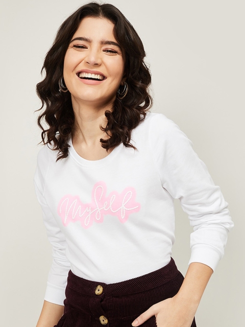 Fame Forever by Lifestyle Women White Printed Sweatshirt