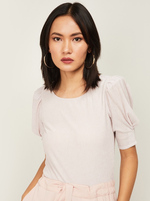 CODE by Lifestyle Pink Puff Sleeves Regular Top