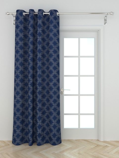 Home Centre Blue & White Geometric Door Curtain