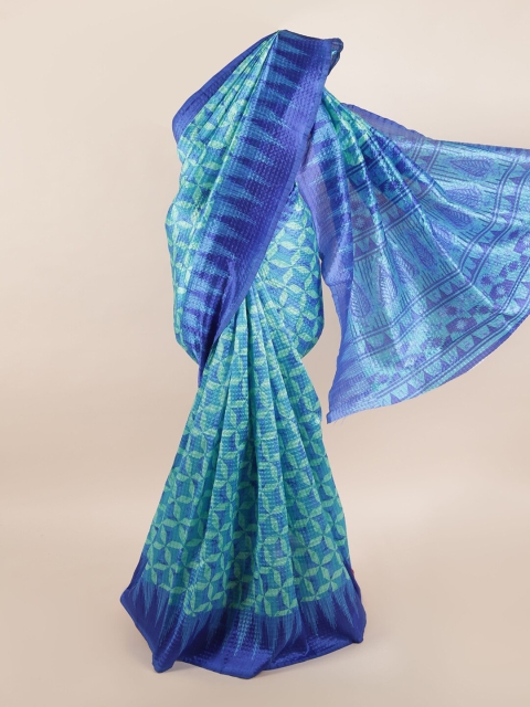 Pothys Women Blue Printed Saree