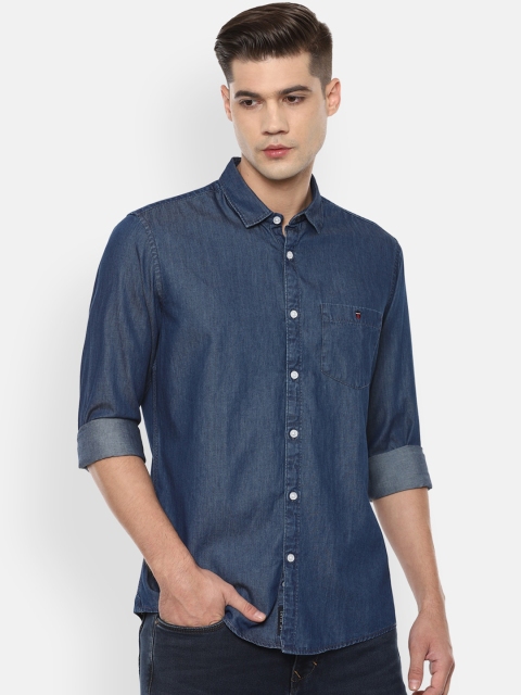 Louis Philippe Jeans Men Blue Slim Fit Opaque Pure Cotton Casual Shirt