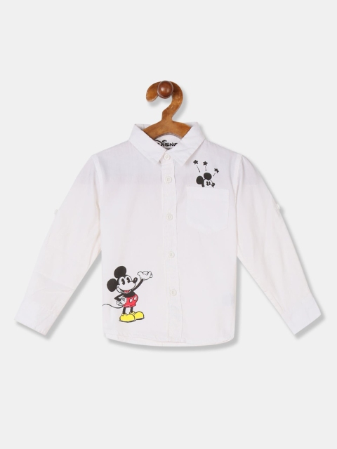 Colt Infant Boys White Opaque Mickey Mouse Printed Casual Shirt