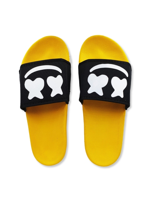 Pampy Angel Men Black & White Printed Rubber Sliders