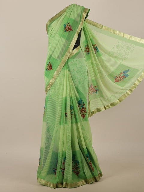 Pothys Green & Red Floral Printed Saree