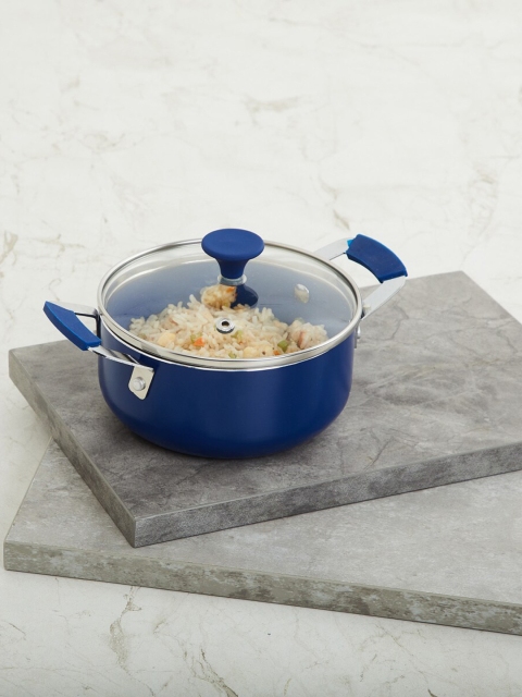 Home Centre Blue Solid Casserole With Lid