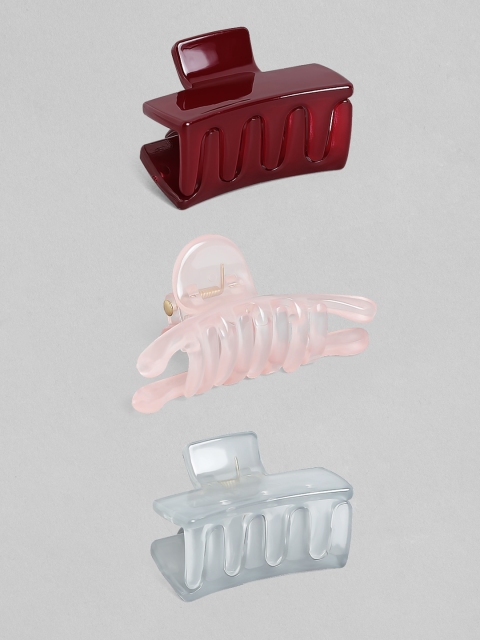 TOKYO TALKIES X rubans FASHION ACCESSORIES Women Set Of 3 Grey & Maroon Solid Claw Clips
TOKYO TALKIES X rubans FASHION ACCESSORIES Women Set Of 3 Grey & Maroon Solid Claw Clips
