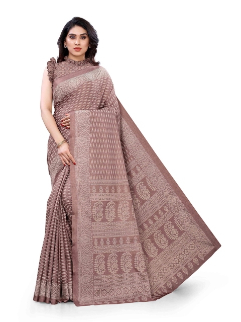KALINI Taupe & Beige Silk Blend Saree