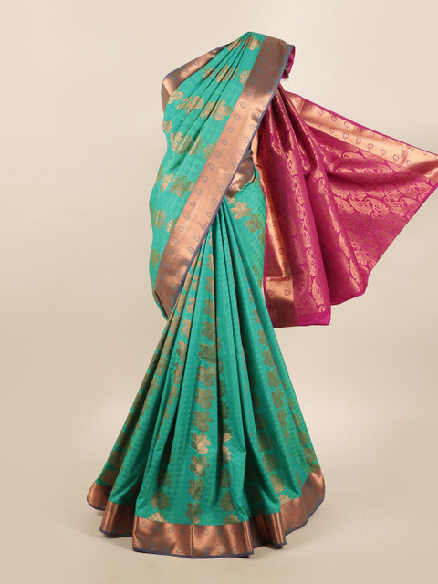 Pothys Green & Copper-Toned Ethnic Motifs Zari Silk Blend Saree
Pothys Green & Copper-Toned Ethnic Motifs Zari Silk Blend Saree