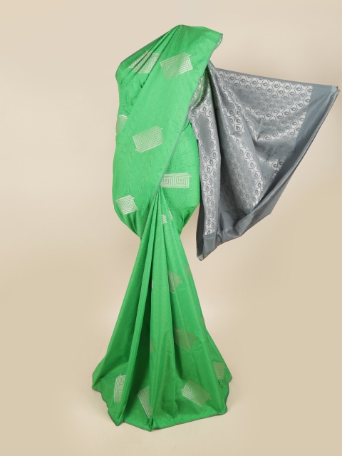 Pothys Green & Grey Woven Design Pure Silk Saree
