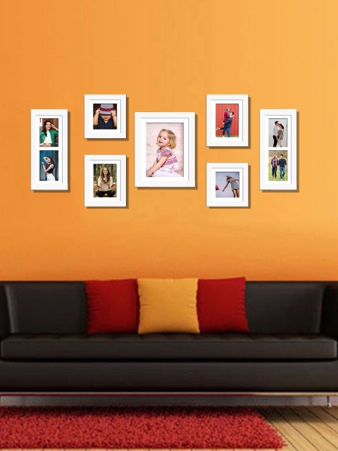 WENS Set Of 7 White Synthetic Wood Photo Frames