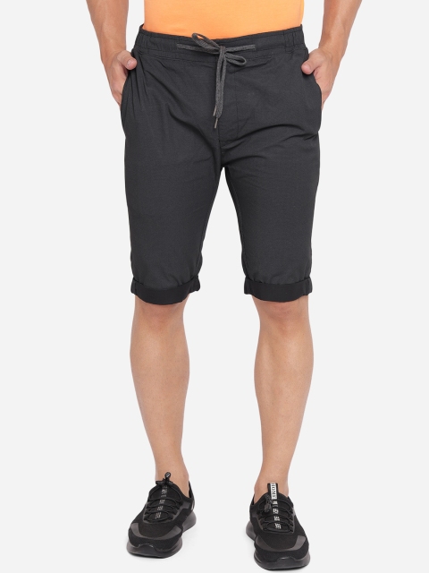 JADE BLUE Men Grey Pure Cotton Regular Shorts