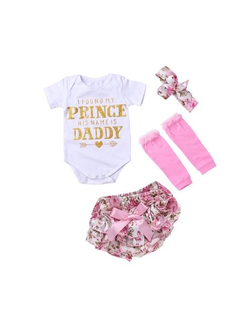 Hopscotch Girls White & Pink Printed Cotton Onesies & Shorts With Headband & Leg Warmer
Hopscotch Girls White & Pink Printed Cotton Onesies & Shorts With Headband & Leg Warmer