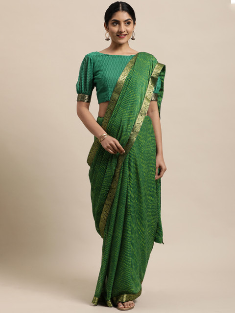 Satrani Green Leheriya Pure Chiffon Saree
Satrani Green Leheriya Pure Chiffon Saree