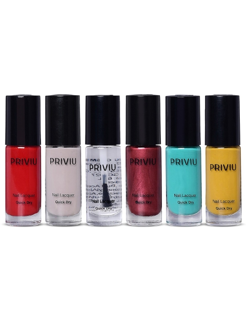 PRIVIU Set of 6 Quick Dry Gel Nail Paint - Clear, Green, Matte Mauve, Mustard, White, Red, Blue
PRIVIU Set of 6 Quick Dry Gel Nail Paint - Clear, Green, Matte Mauve, Mustard, White, Red, Blue