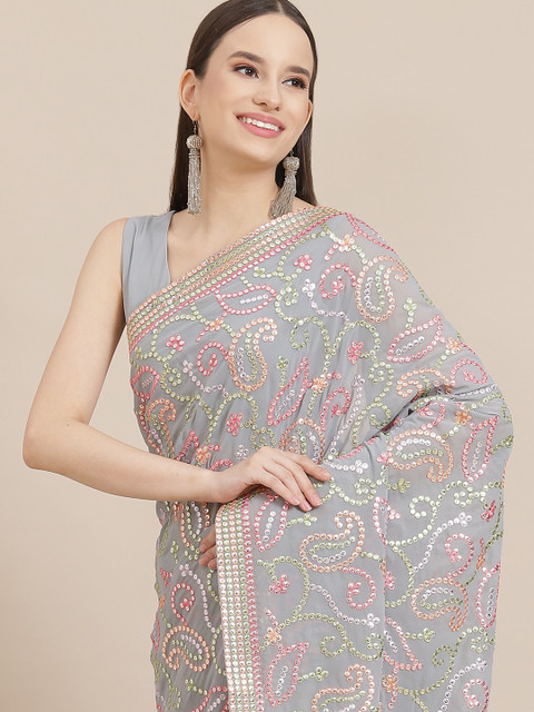 Inddus Blue & Pink Embroidered Beads & Stones Saree
Inddus Blue & Pink Embroidered Beads & Stones Saree