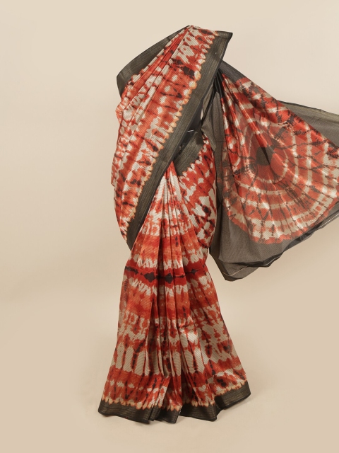 Pothys Red & White Tie and Dye Zari Saree