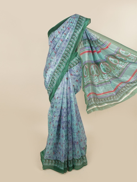 Pothys Blue & Green Paisley Saree