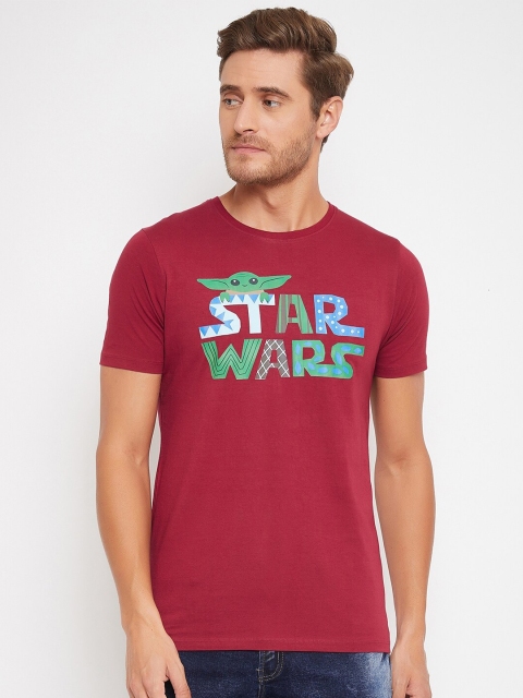 Star Wars by Wear Your Mind Men Maroon Green Star Wars Printed Pure Cotton T-shirt