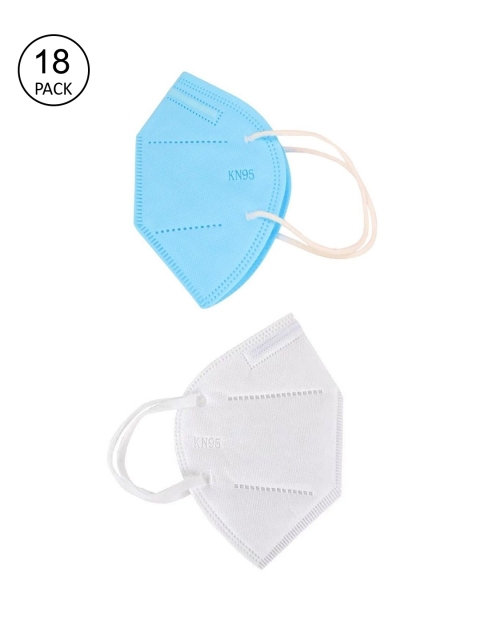 OOMPH Unisex Pack Of 18 Solid 5-Ply Anti-Pollution Reusable K95 Masks, Blue