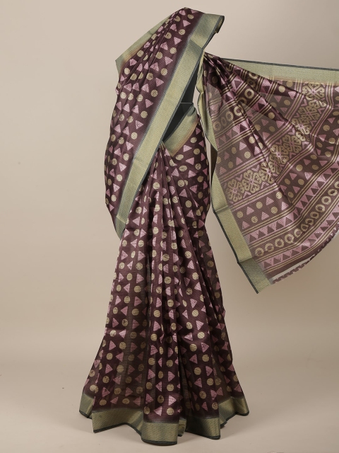 Pothys Women Purple Printed Cotton Blend Saree