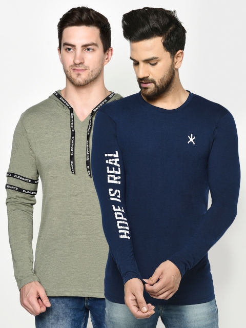 ELEGANCE Men Pack Of 2 T-shirts, Navy blue