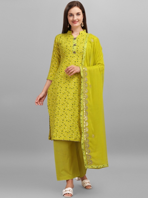 mf Lime Green & White Bandhani Printed Unstitched Dress Material With Embellished Dupatta
mf Lime Green & White Bandhani Printed Unstitched Dress Material With Embellished Dupatta