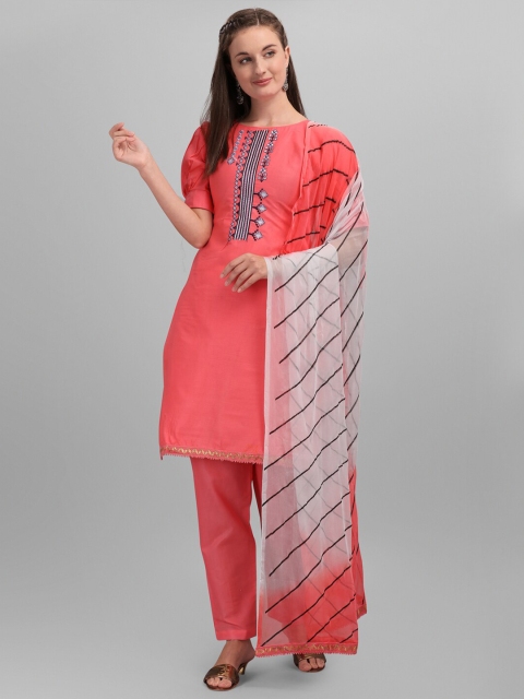 mf Pink & Grey Embroidered Pure Cotton Unstitched Dress Material With Leheriya Dupatta
mf Pink & Grey Embroidered Pure Cotton Unstitched Dress Material With Leheriya Dupatta