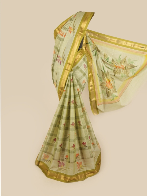 Pothys Green Floral Pure Cotton Saree