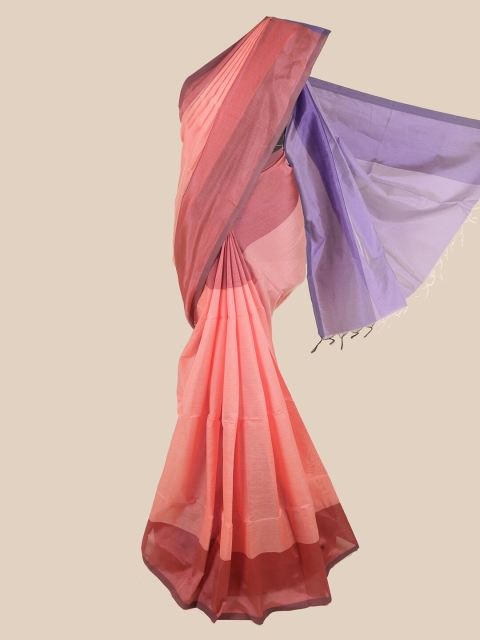Pothys Pink & Blue Pure Cotton Saree