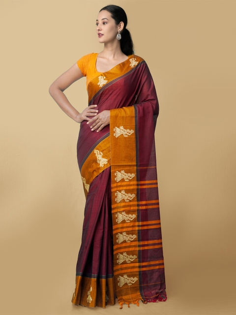 Unnati Silks Women Maroon & Mustard Woven Designed Pure Cotton Handloom Kanchi Saree
Unnati Silks Women Maroon & Mustard Woven Designed Pure Cotton Handloom Kanchi Saree