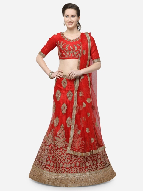 V SALES Red & Gold-Toned Embroidered Semi-Stitched Lehenga & Unstitched Blouse With Dupatta
V SALES Red & Gold-Toned Embroidered Semi-Stitched Lehenga & Unstitched Blouse With Dupatta