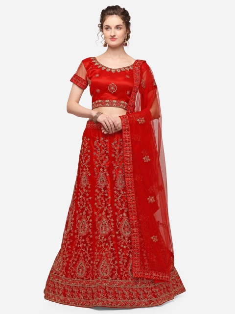 V SALES Red & Silver-Toned Zari Semi-Stitched Lehenga & Unstitched Choli With Dupatta
V SALES Red & Silver-Toned Zari Semi-Stitched Lehenga & Unstitched Choli With Dupatta