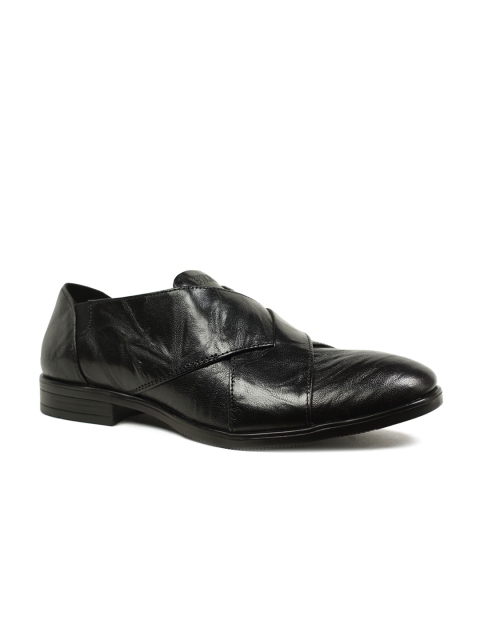 Buckaroo Men Black Leather Slip-On Sneakers