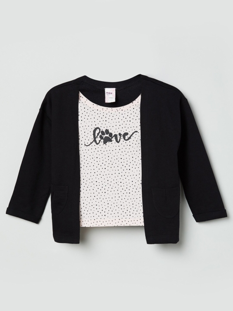 max Black & Off White Layered Regular Top