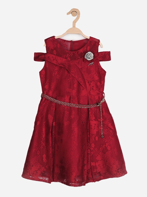 Peppermint Girls Red Net A-Line Dress
