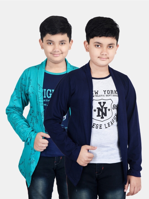 Fabshio Boys Set Of 2 Printed T-shirts, Navy blue