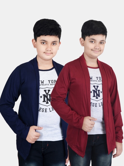 Fabshio Boys Pack Of 2 Maroon & Navy Blue Typography Printed T-shirt with Attached Shrugs
Fabshio Boys Pack Of 2 Maroon & Navy Blue Typography Printed T-shirt with Attached Shrugs