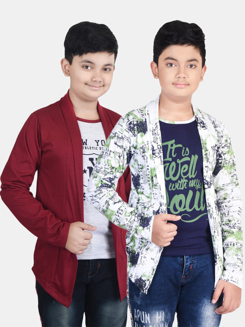 Fabshio Boys Pack Of 2 Typography Printed T-shirt with Attached Shrugs, Green
Fabshio Boys Pack Of 2 Typography Printed T-shirt with Attached Shrugs, Green