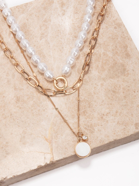 Lilly & sparkle Gold-Toned Pearl Stranded Necklace With Diamond Stud & Circular Pendant
Lilly & sparkle Gold-Toned Pearl Stranded Necklace With Diamond Stud & Circular Pendant